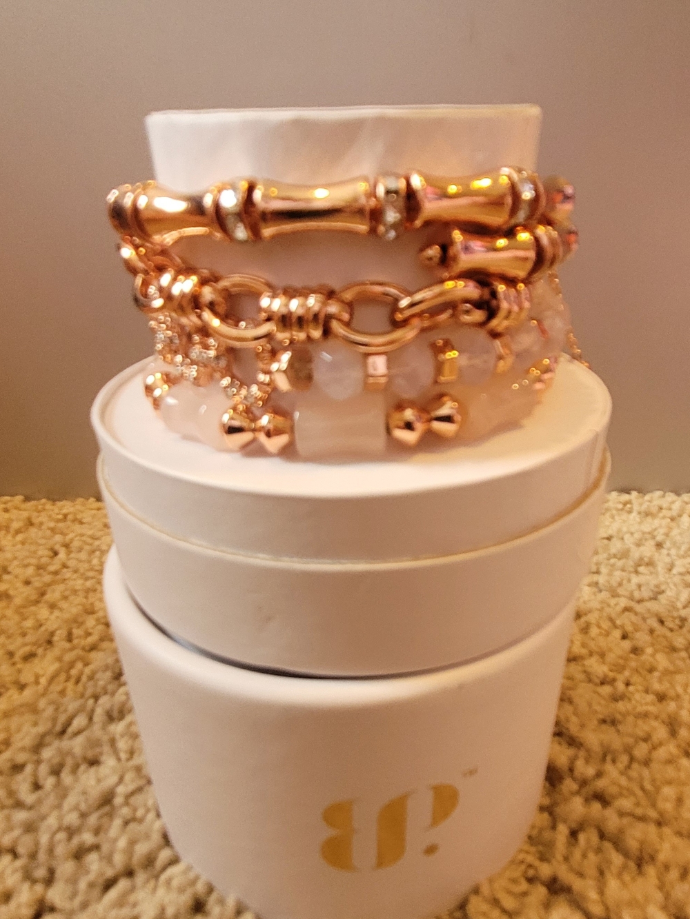 Rose Gold and Blush Stackable Women's Bracelet Set